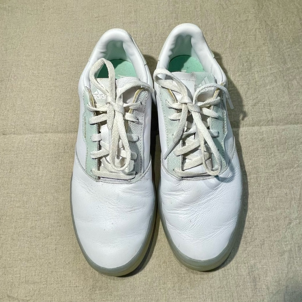 Adidas White and Light Green Casual Shoes
